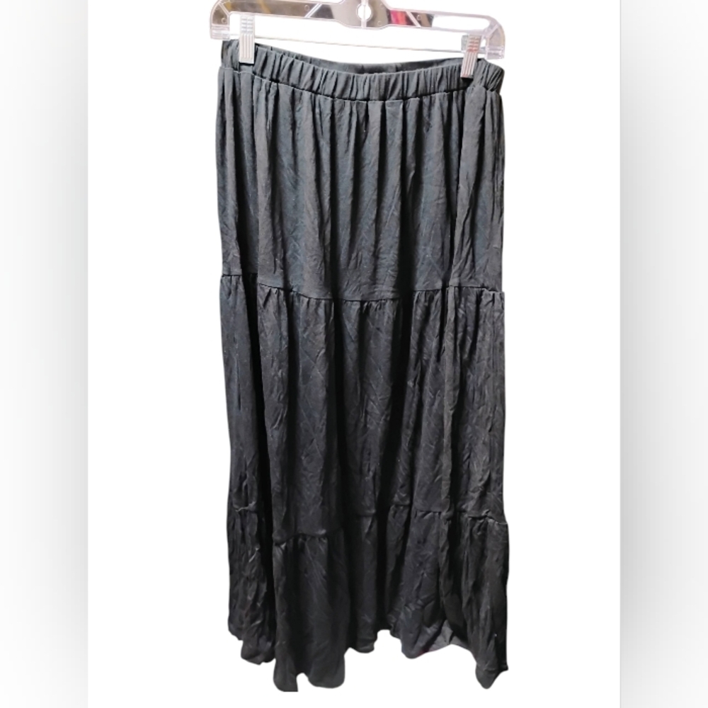 Black Maxi Tiered Skirt - Women's Flowy Skirt